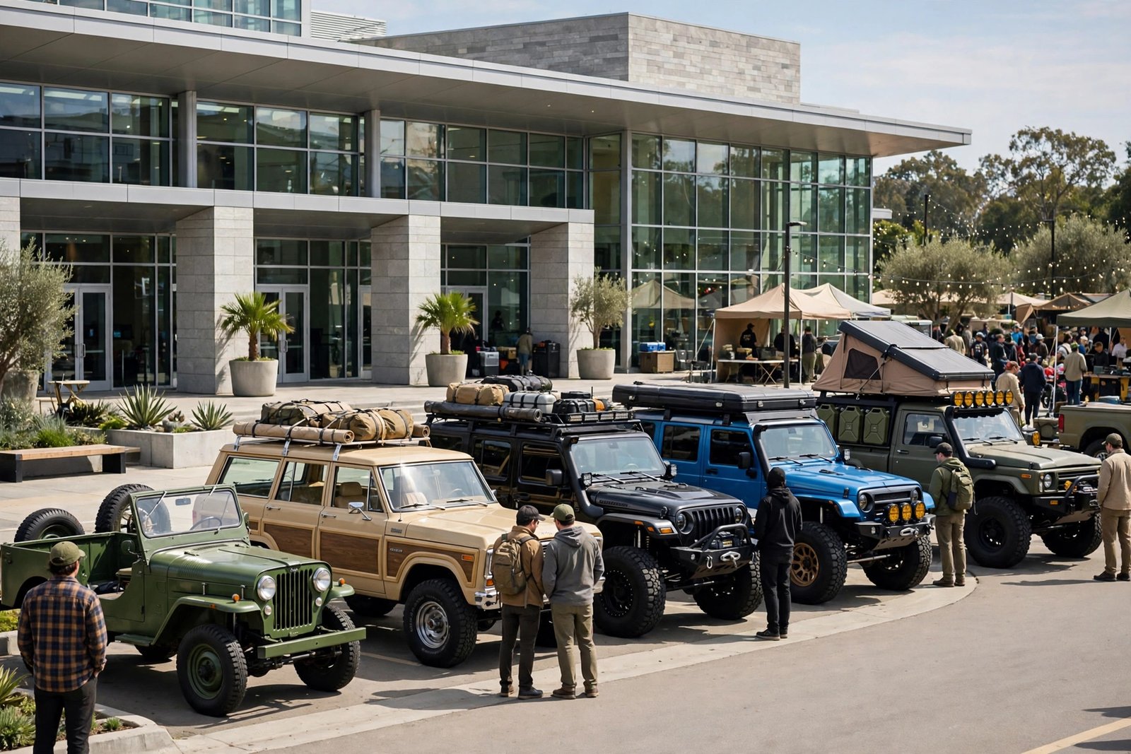 Lineup of Jeeps at the Toledo Jeep Fest in downtown Toledo
