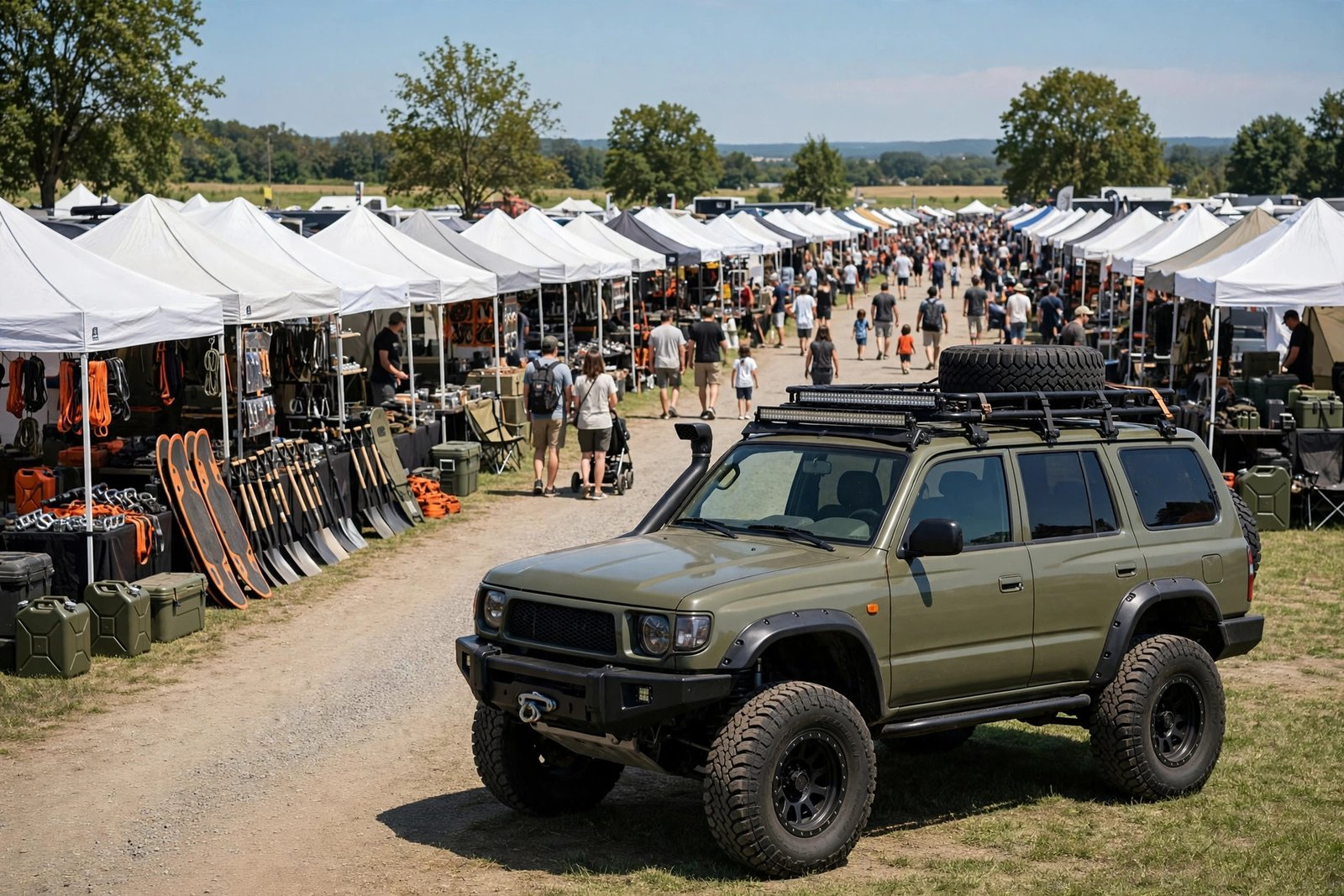 Vendor midway with Jeep accessories at Toledo Jeep Fest 2026