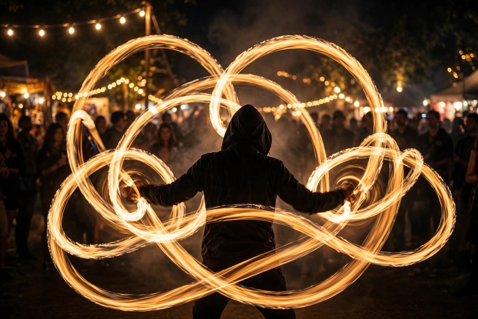 Fire performer at Ohio Dreamfest at night