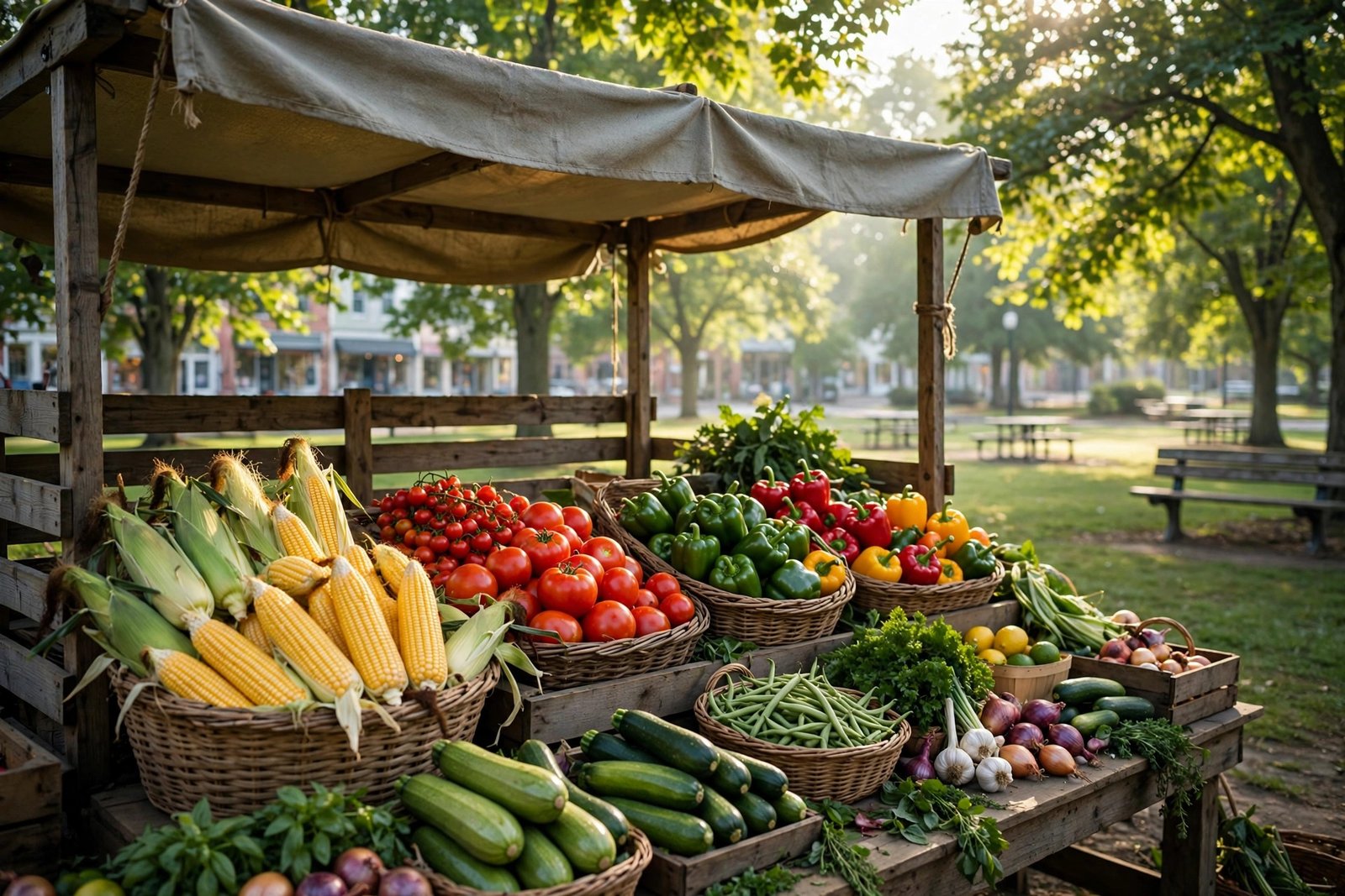 Farmers market produce stand in Milford Center Ohio