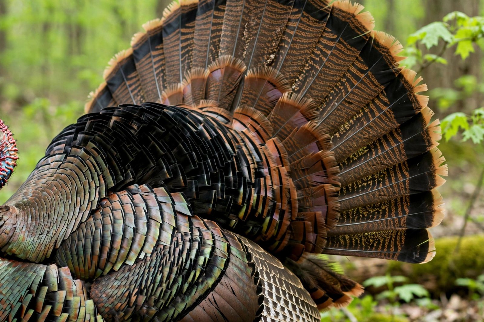 When is turkey season in Ohio? Wild turkey gobbler with fanned tail in an Ohio spring forest