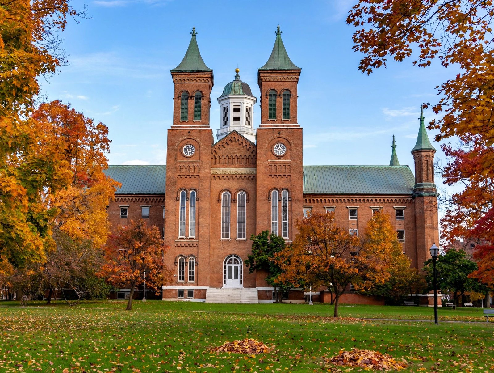 Historic red-brick Antioch Hall on the Antioch College campus in Yellow Springs Ohio